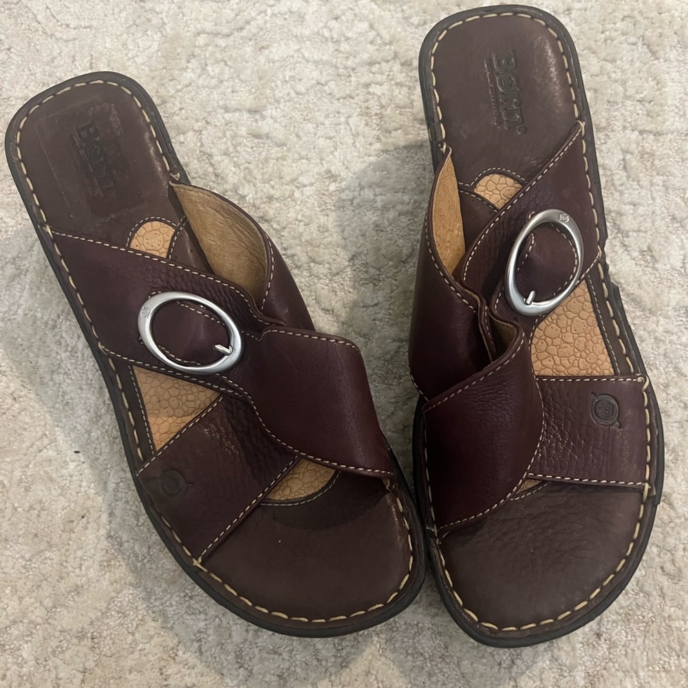 Born Women's Platform Sandals - Brown with Silver Accents